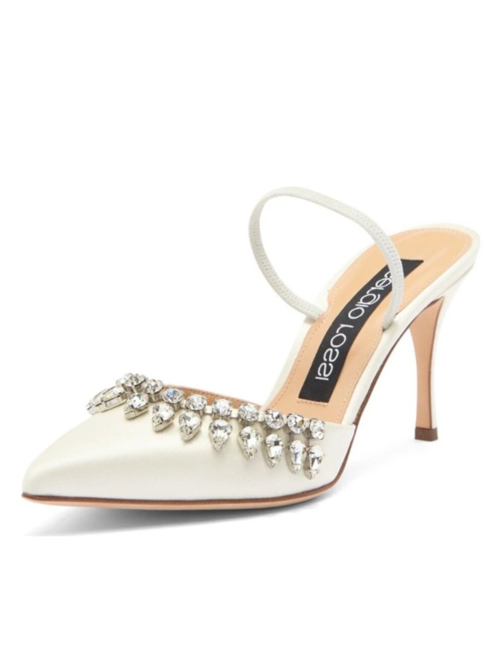 Sergio Rossi Women's Crystal Satin Slingback Pumps Heels Sandals Size 41 / US 11